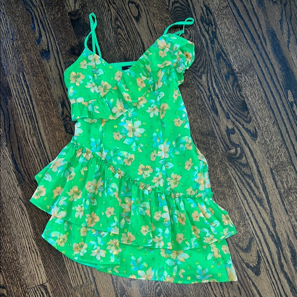 Floral Green Ruffle Dress - Picture 2 of 3